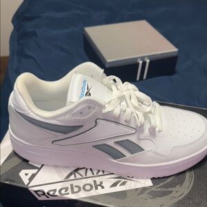 Reebok White and Gray Classic Sneakers